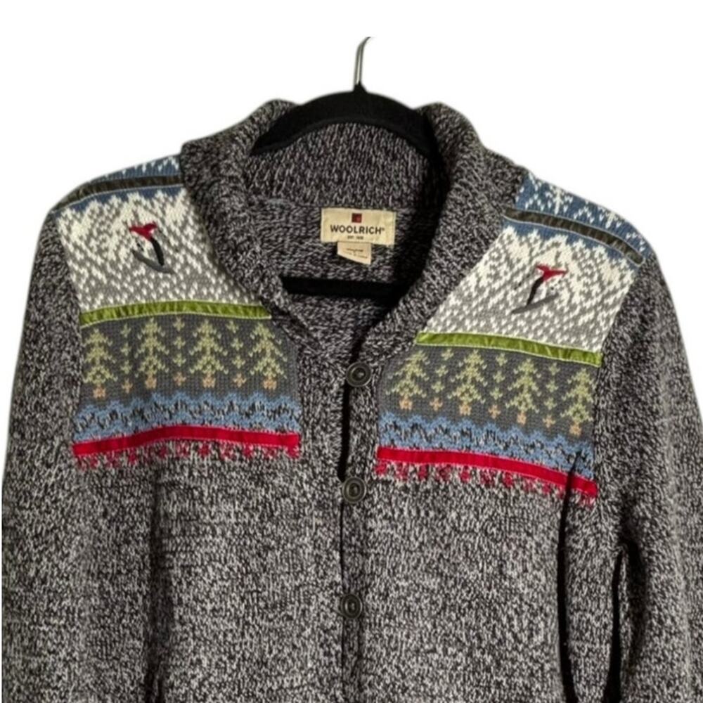 Woolrich Vintage 90's Nordic Fair Isle Ski Cardigan Woman's L Sweater Womens - Picture 4 of 8